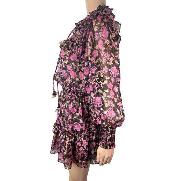 Misa Los Angeles Karla Floral Print Sheer Ruffle Long Sleeve Mini Dress - Picture 3 of 12